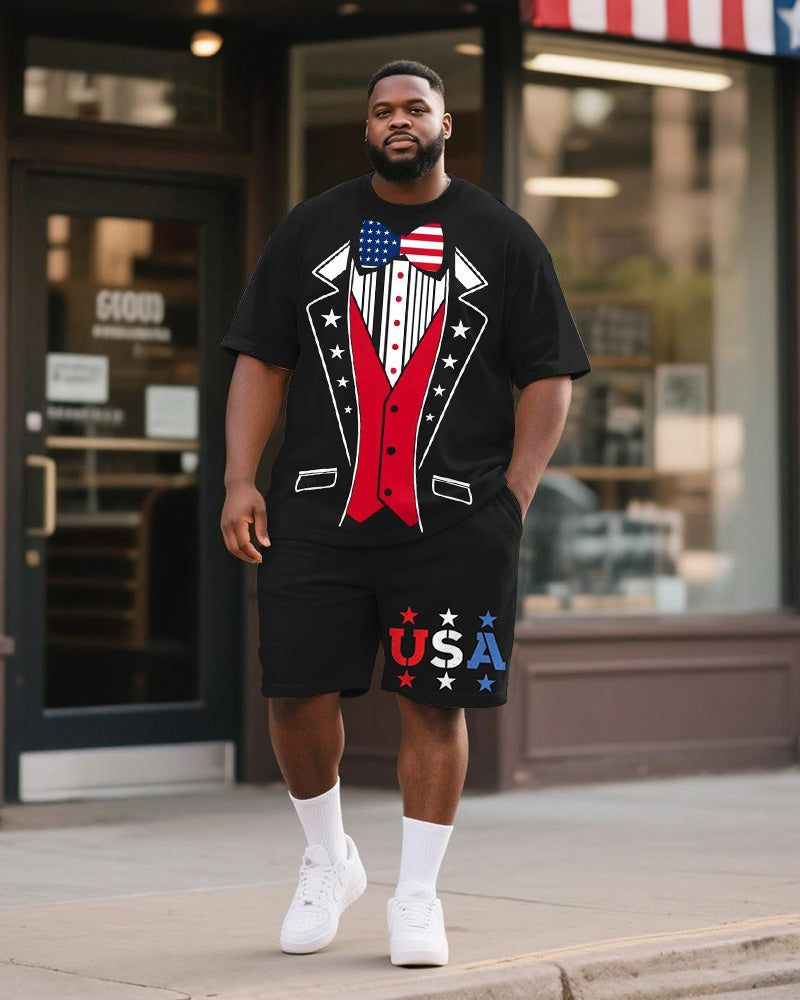 Big & Tall Graphic T-Shirt Shorts Set for big men view 1