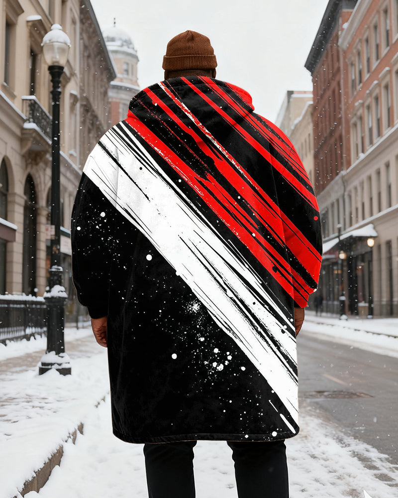 Big & Tall Black Red Graffiti Hoodie for big men view 3