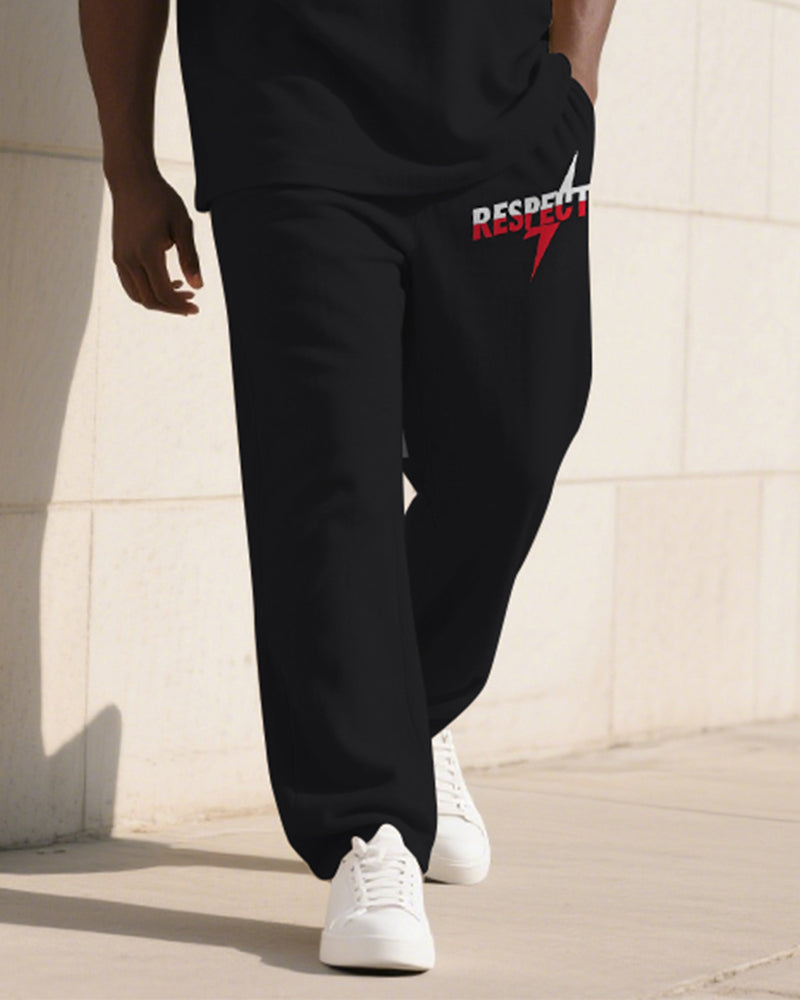 Big & Tall Black Graphic T-Shirt Pants Set for big men view 3