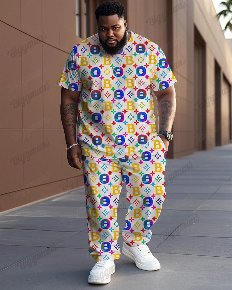 Big & Tall Graphic T-Shirt Pants Set for big men view 1