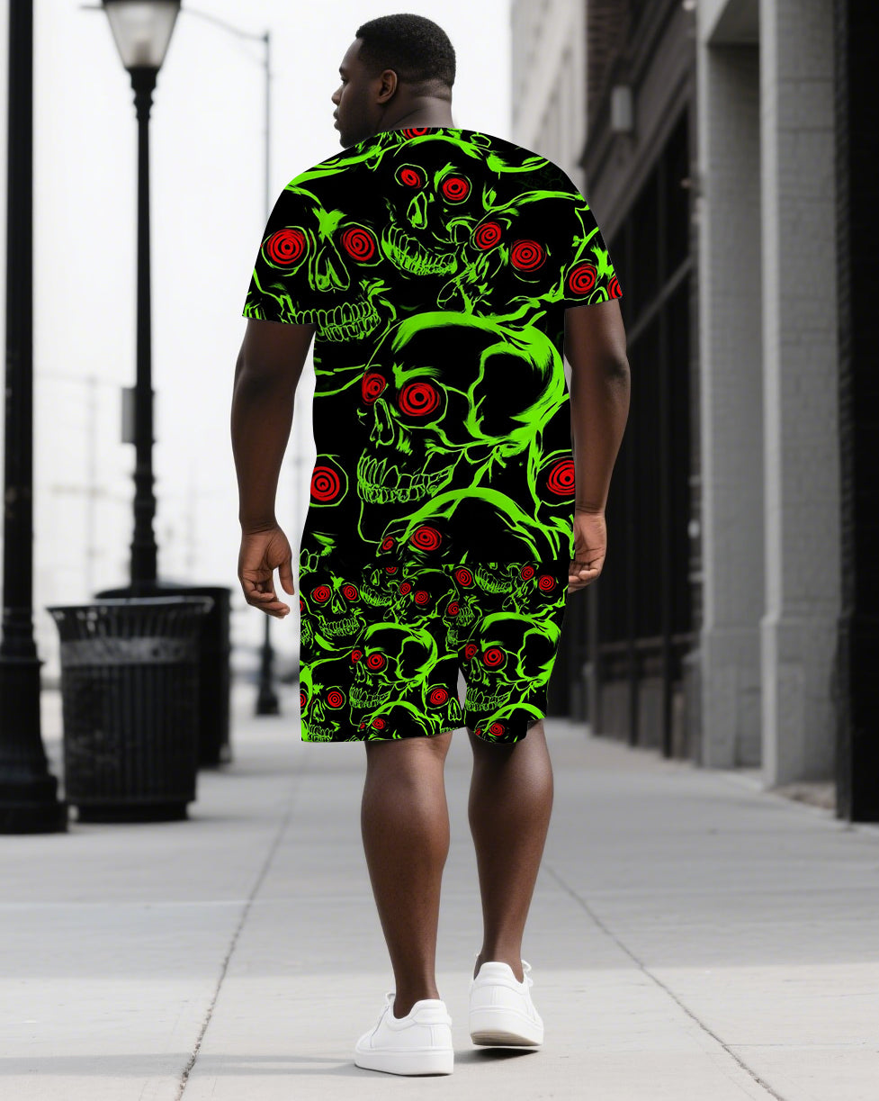 Big & Tall Graphic Skull T-Shirt Shorts Set for big men view 1