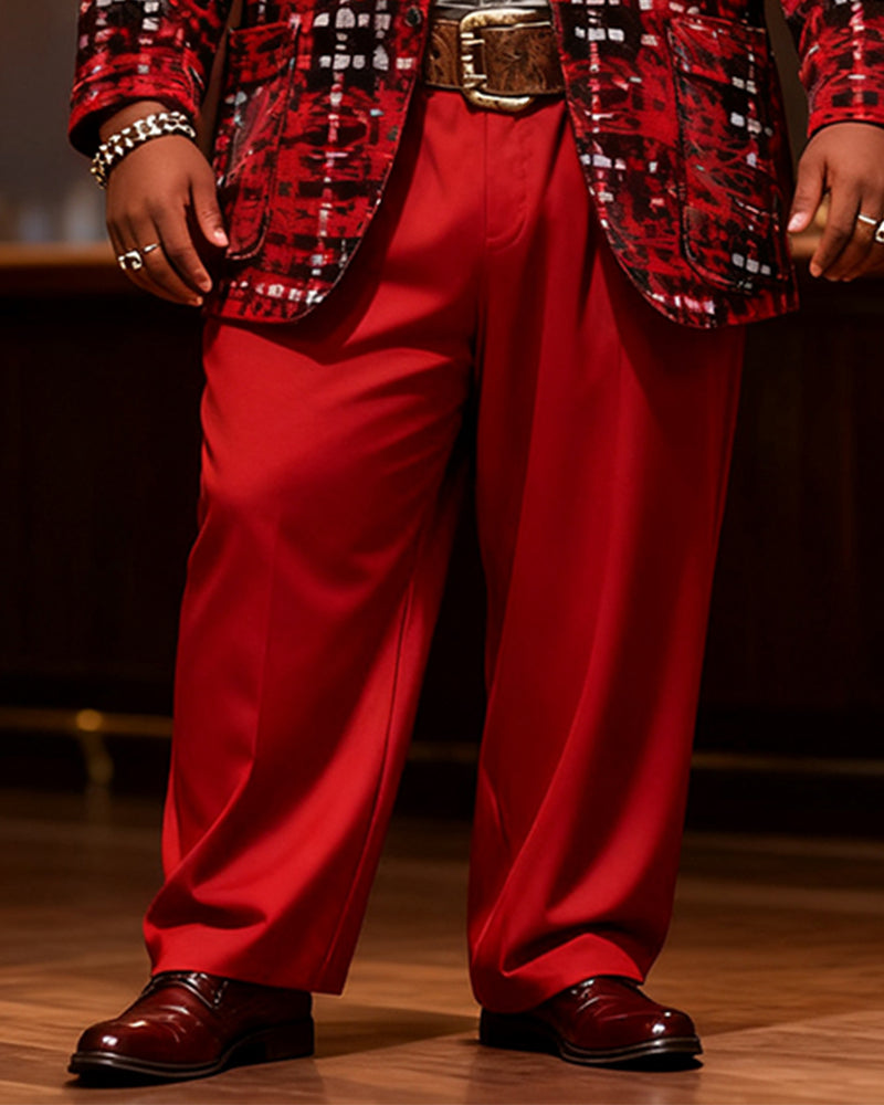 Big & Tall Black Red Plaid Two-piece Set for big men view 8