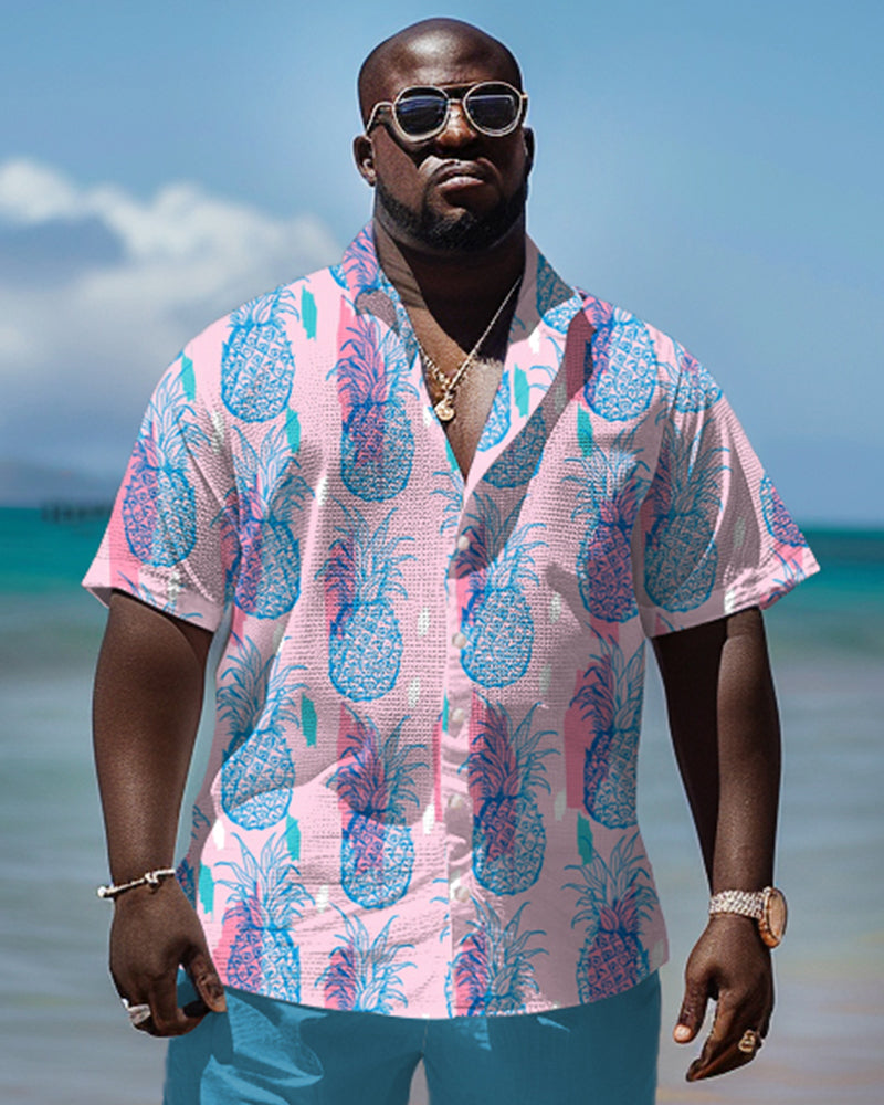 Big & Tall Hawaiian Graphic Floral T-Shirt Pants Set for big men view 2