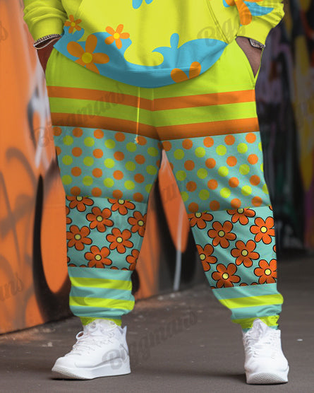 Big & Tall Graphic Floral Hoodie Sweatpants Set for big men view 3