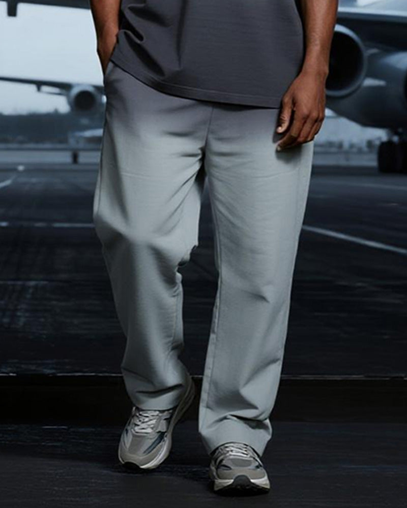 Big & Tall Gray Gradient Graphic T-Shirt Pants Set for big men view 3