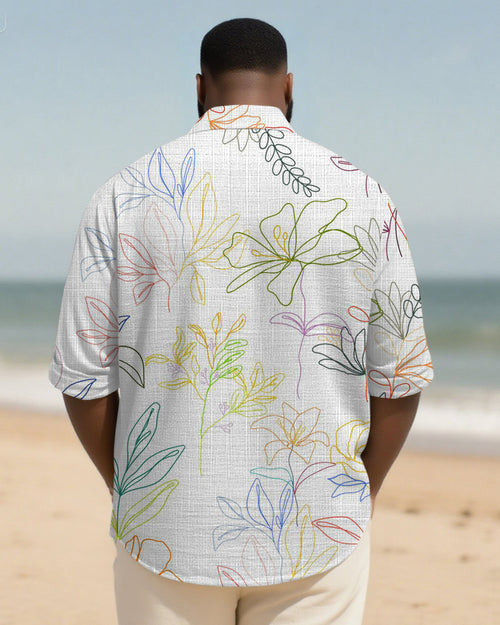 Big & Tall Graphic Floral Patchwork Long Sleeve Shirt for big men view 2