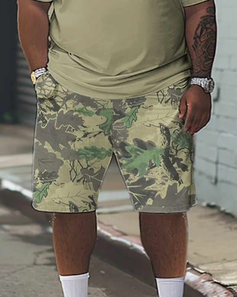 Big & Tall Colorblock Graphic T-Shirt Shorts Set for big men view 3