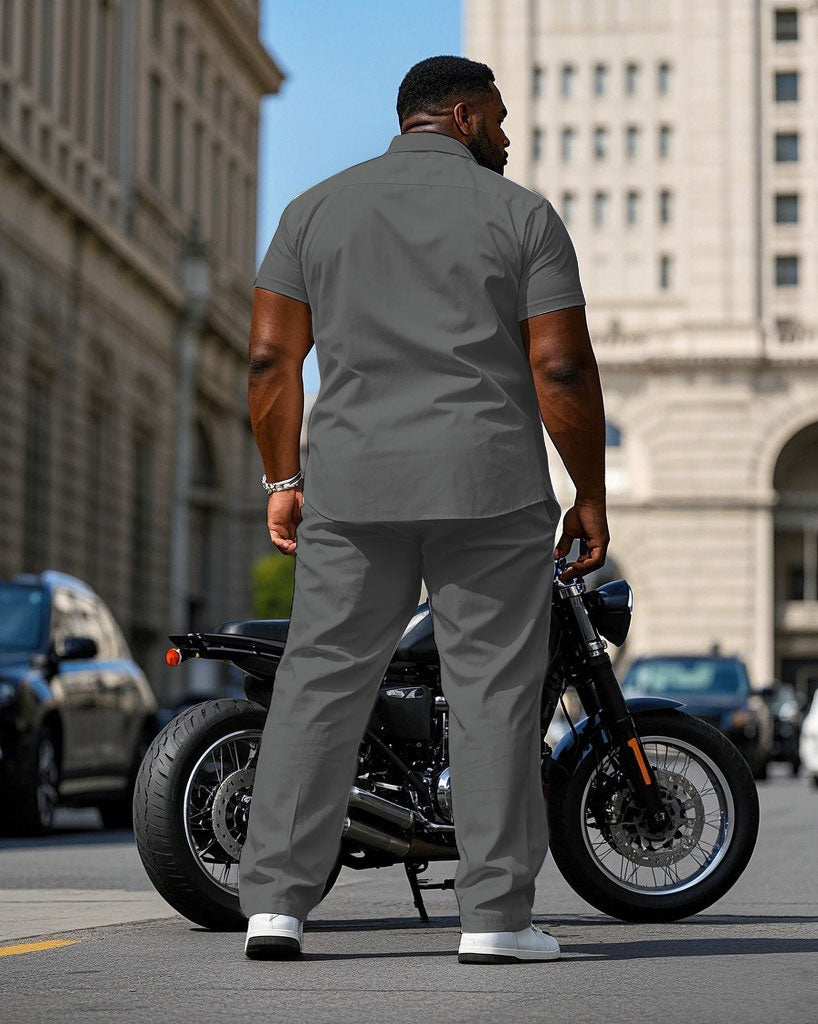 Big & Tall Black White T-Shirt Pants Set for big men view 4