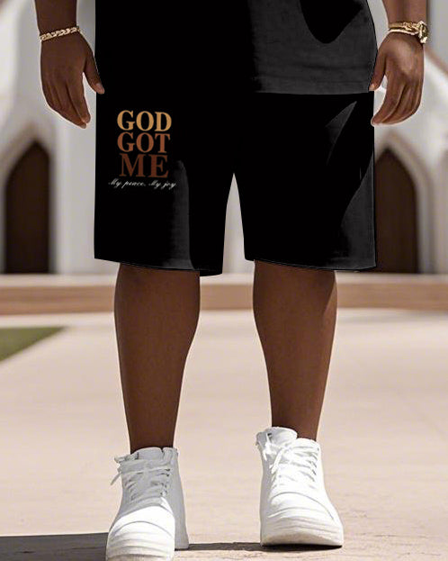 Big & Tall Graphic T-Shirt Shorts Set for big men view 3