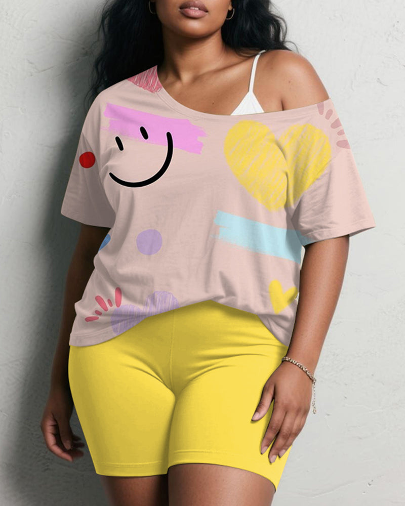 Big & Tall Pink Graphic Graffiti Two-piece Set for big men view 1
