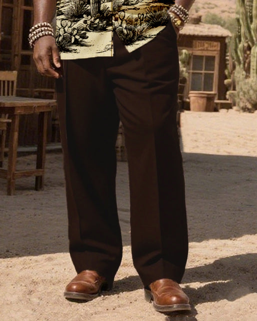 Big & Tall Western Graphic T-Shirt Pants Set for big men view 3