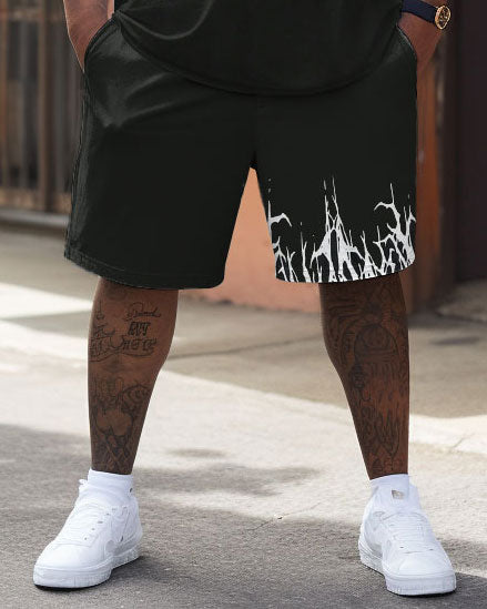 Big & Tall Graphic Streetwear T-Shirt Shorts Set for big men view 4