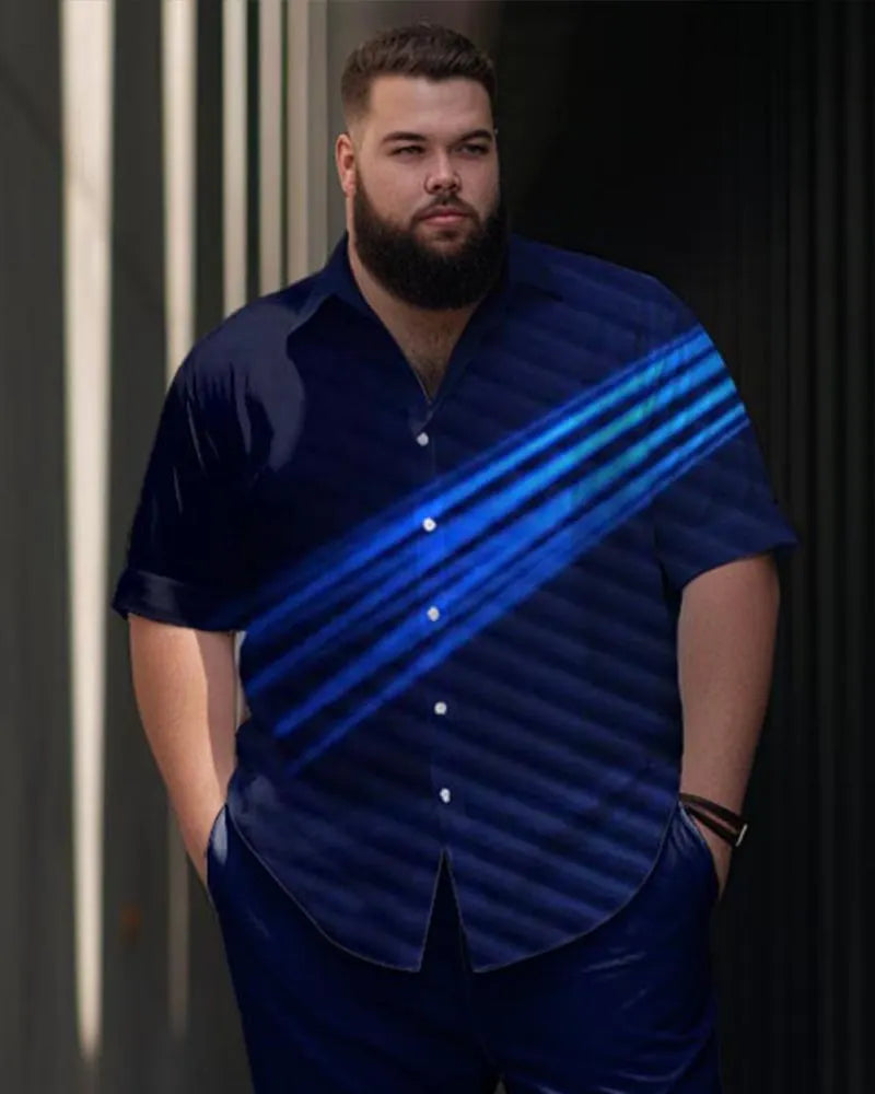 Big & Tall Gradient Graphic T-Shirt Pants Set for big men view 2