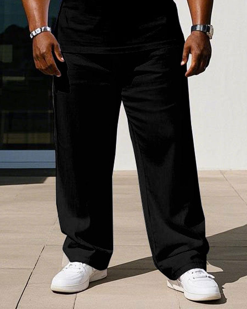 Big & Tall Black White Colorblock Vest Pants Set for big men view 3