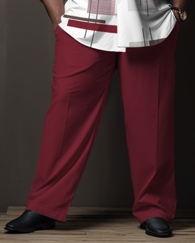 Big & Tall Red Gradient Shirt Pants Set for big men view 7