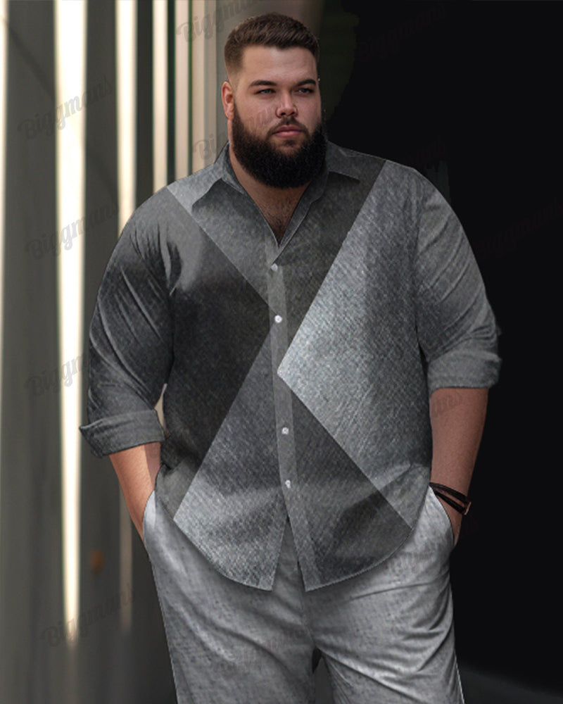 Big & Tall Gradient Geometric Graphic Two-piece Set for big men view 2