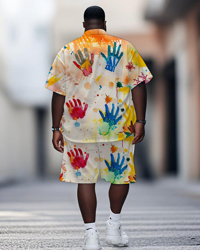 Big & Tall Graphic Graffiti T-Shirt Shorts Set for big men view 4