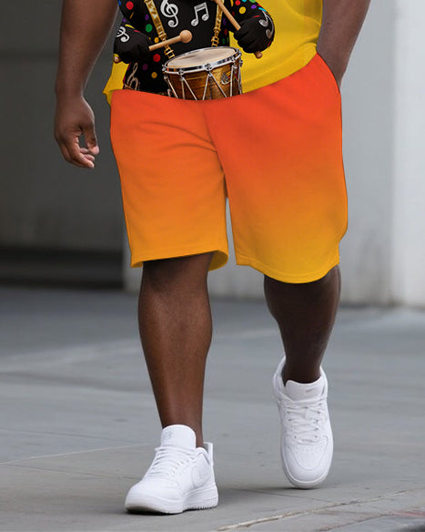 Big & Tall Gradient Polo Shorts Set for big men view 3
