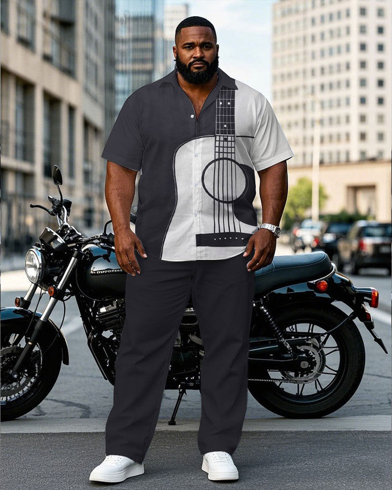 Big & Tall Gray Graphic T-Shirt Pants Set for big men view 1