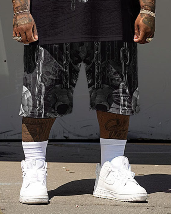 Big & Tall Graphic Streetwear T-Shirt Shorts Set for big men view 3