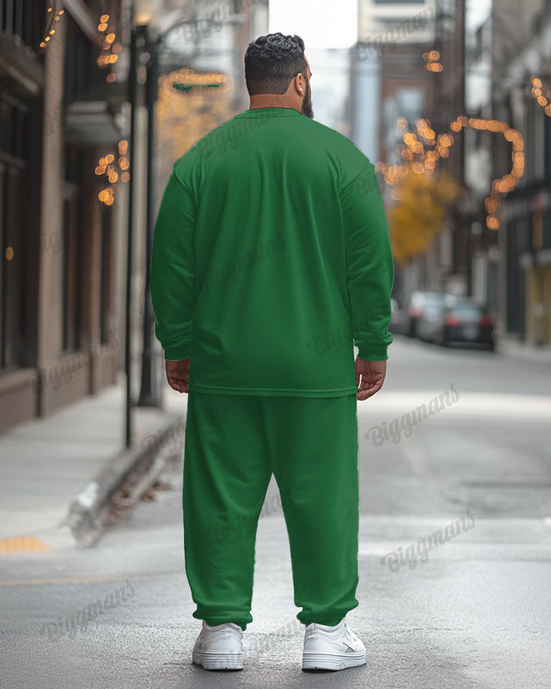Big & Tall Green Graphic T-Shirt Pants Set for big men view 2
