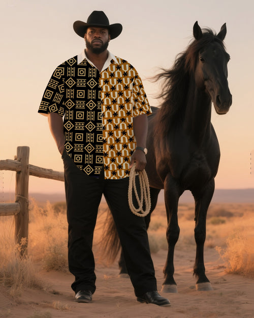 Big & Tall Western T-Shirt Pants Set for big men view 1