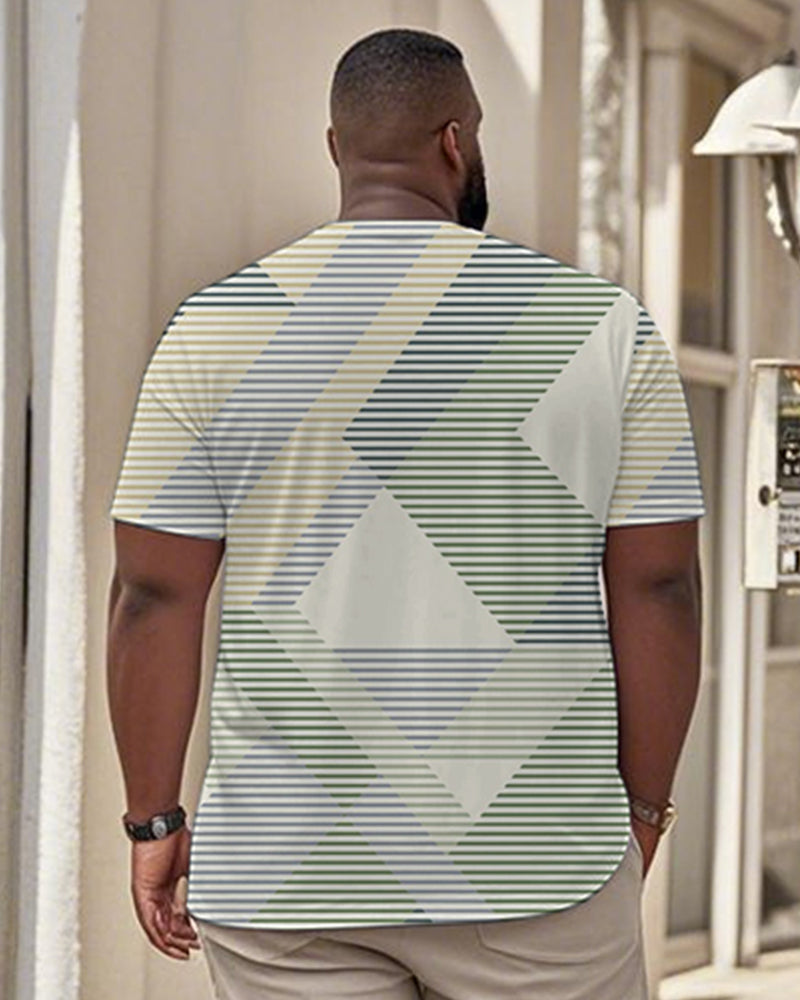 Big & Tall Green Striped Graphic T-Shirt for big men view 2