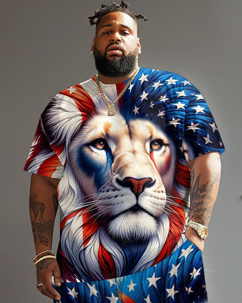 Big & Tall Graphic T-Shirt Shorts Set for big men view 3