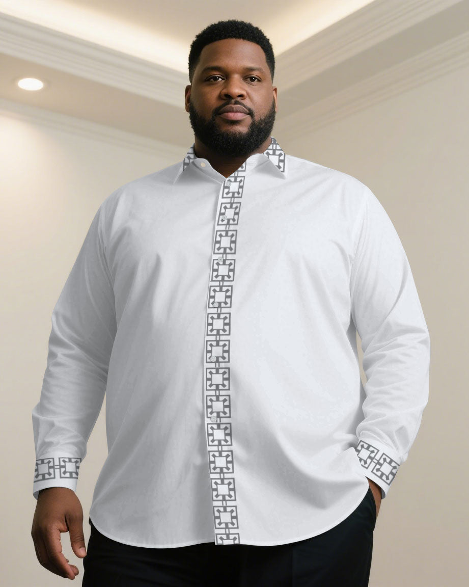 Big & Tall Black White Long Sleeve Shirt for big men view 7
