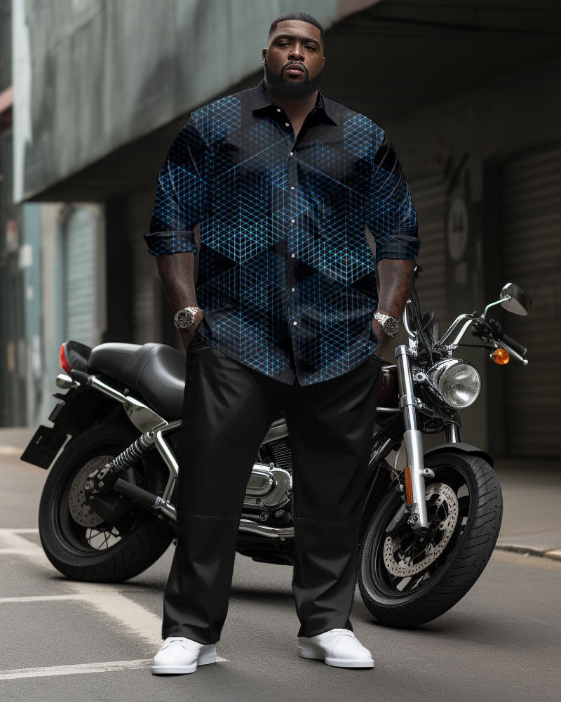 Big & Tall Geometric T-Shirt Pants Set for big men view 1
