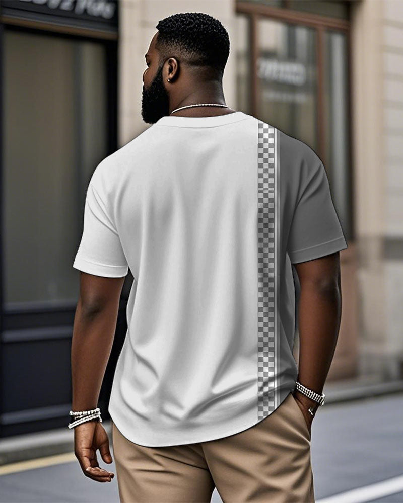 Big & Tall Gray Plaid Graphic T-Shirt for big men view 2