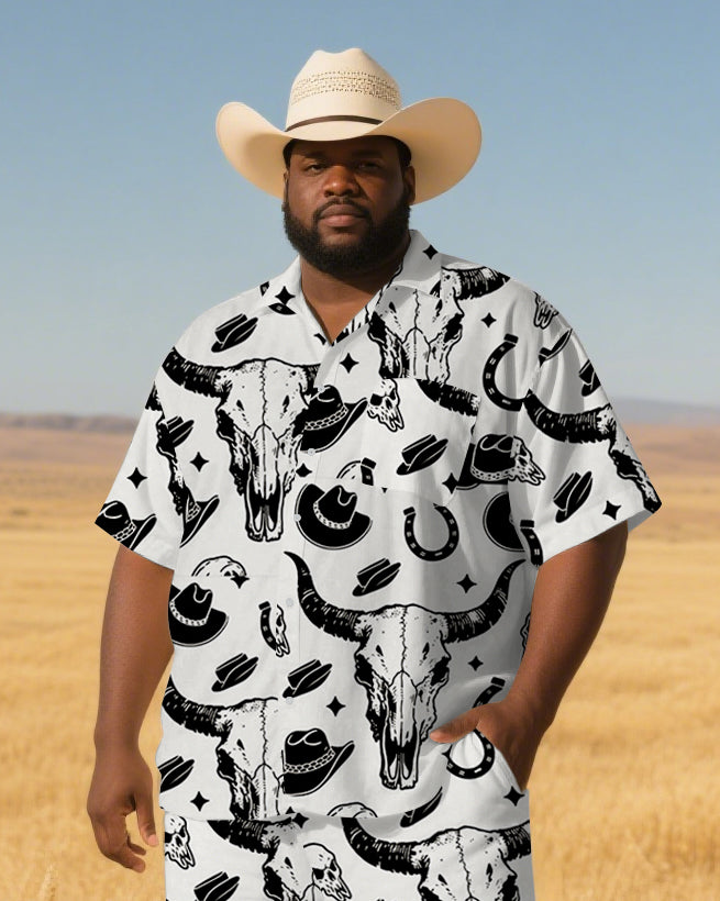 Big & Tall Western T-Shirt Pants Set for big men view 2