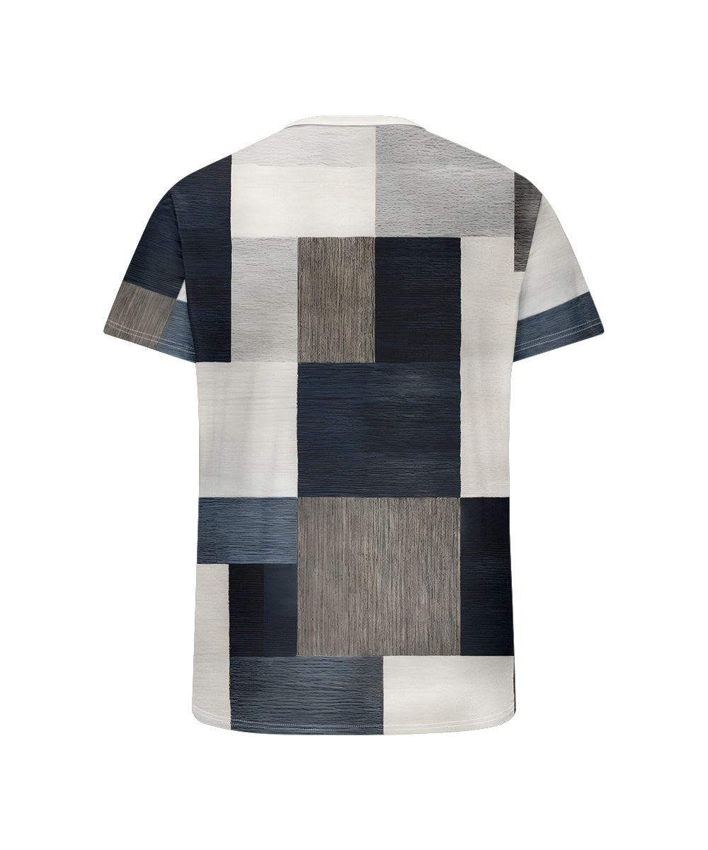 Big & Tall White Blue Geometric T-Shirt for big men view 5