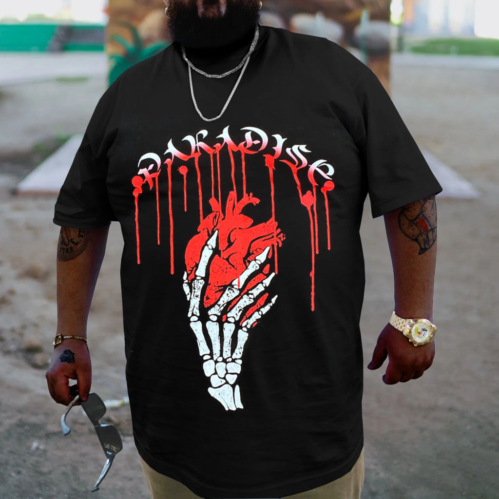 Big & Tall Black Graphic Streetwear T-Shirt for big men view 1