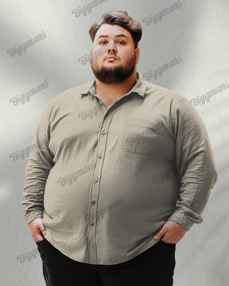 Big & Tall Solid Color Long Sleeve Shirt for big men view 4