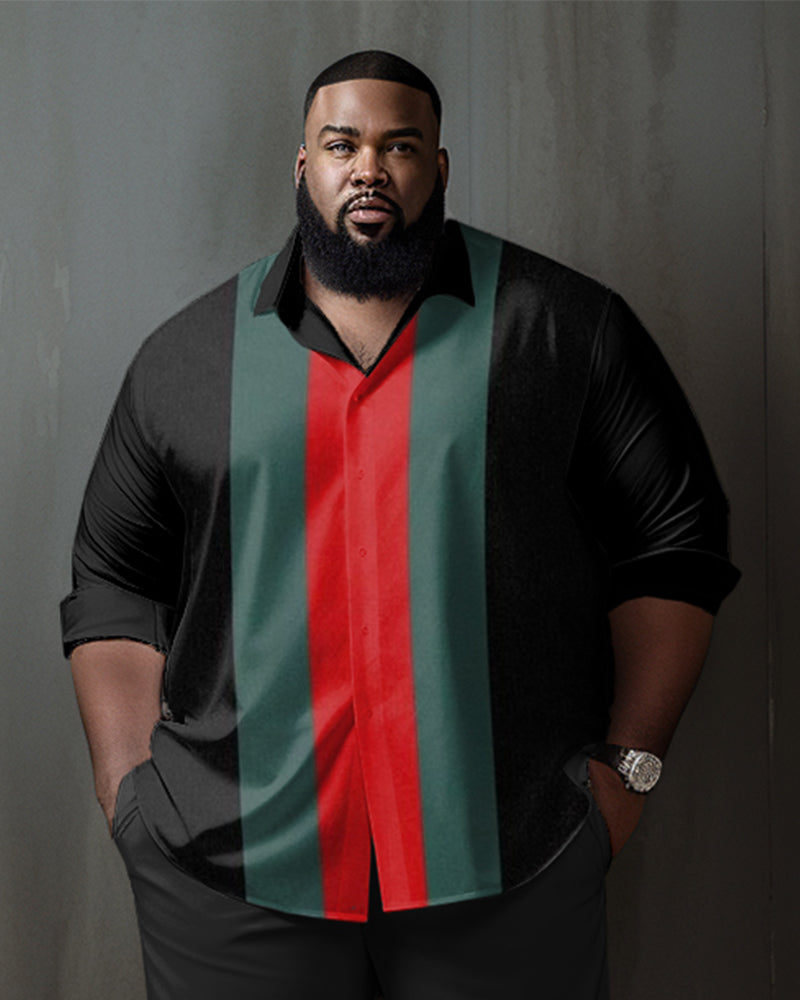 Big & Tall Red Green Business Casual Two-piece Set for big men view 2