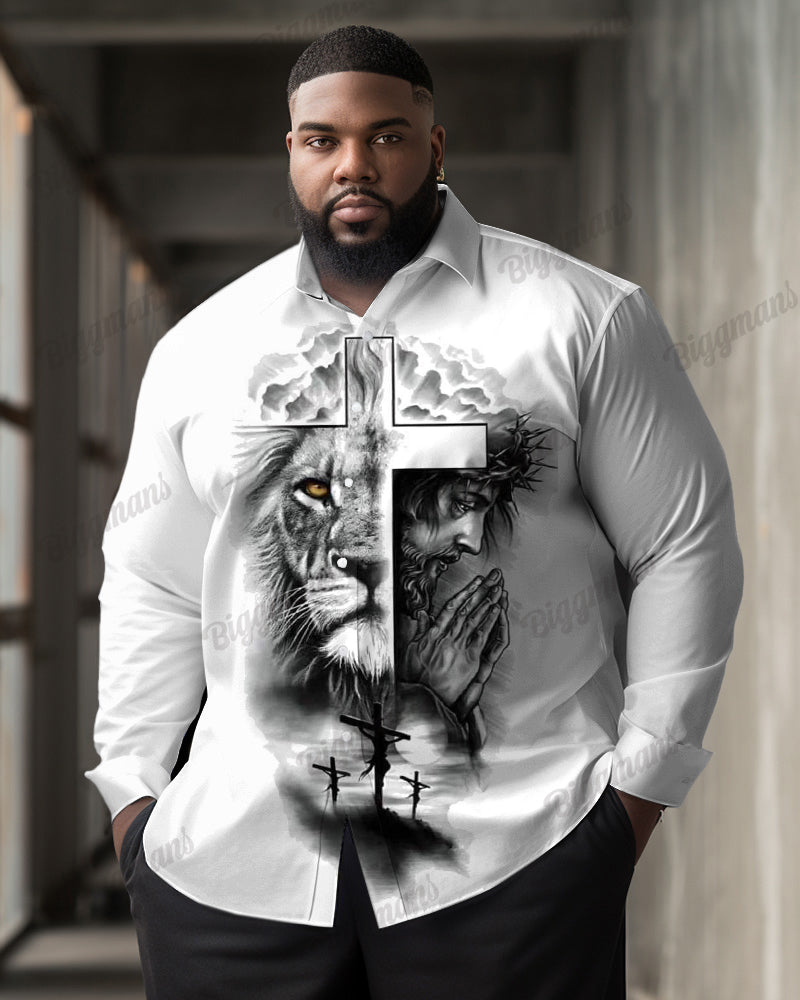 Big & Tall Graphic Splash Ink Long Sleeve Shirt for big men