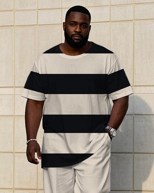 Big & Tall Striped T-Shirt Pants Set for big men view 2