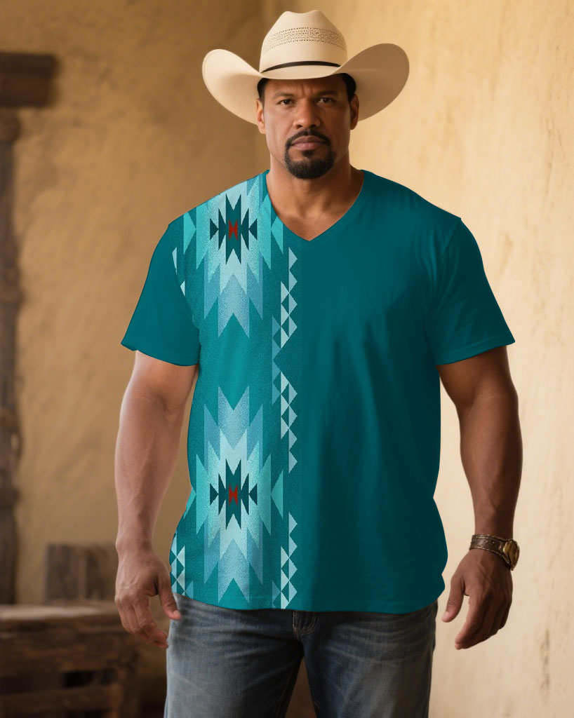 Big & Tall Green Western Denim T-Shirt for big men view 1
