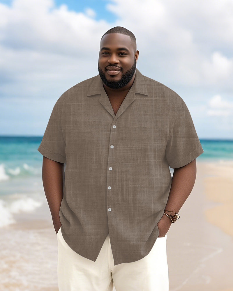 Big & Tall Solid Color Patchwork Short Sleeve Shirt for big men view 6