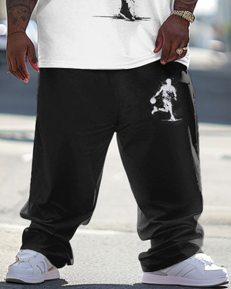 Big & Tall Geometric Streetwear T-Shirt Pants Set for big men view 3