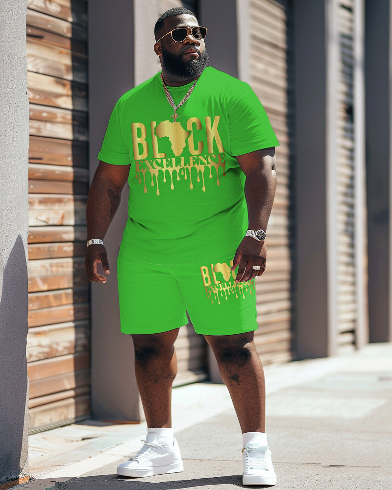 Big & Tall Black Juneteenth T-Shirt Shorts Set for big men view 7