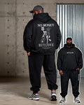 Big & Tall Black Graphic Floral Hoodie Sweatpants Set for big men view 1