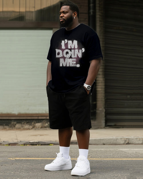 Big & Tall Streetwear T-Shirt Shorts Set for big men view 1