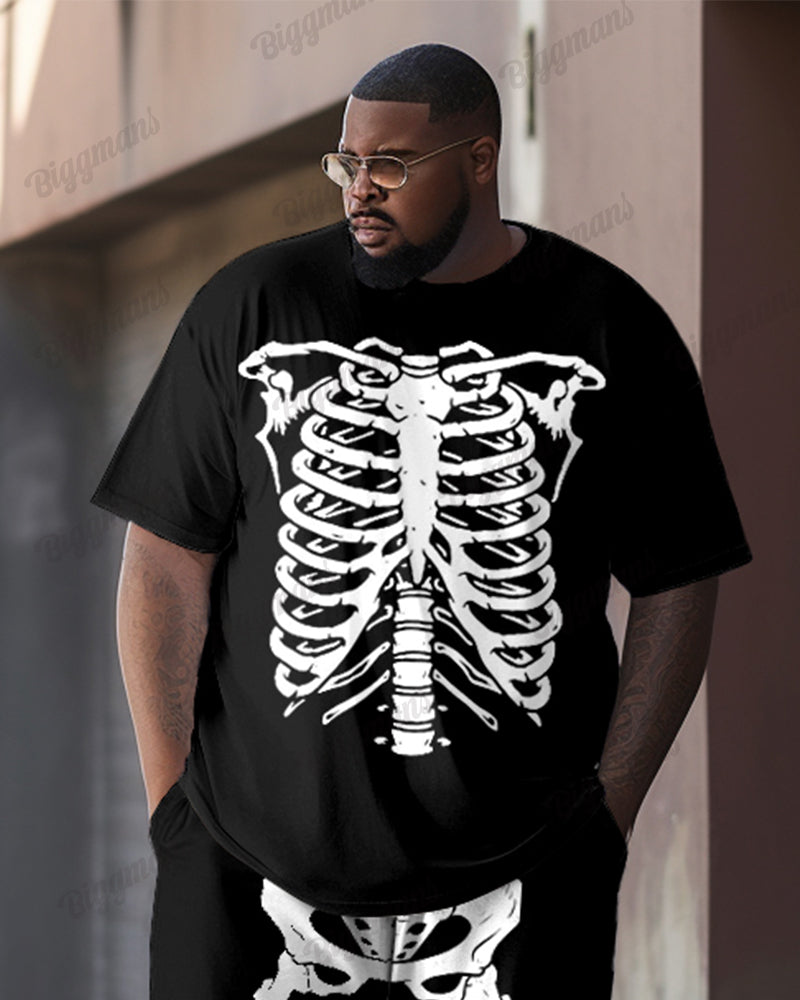 Big & Tall Streetwear Skull T-Shirt Pants Set for big men view 2