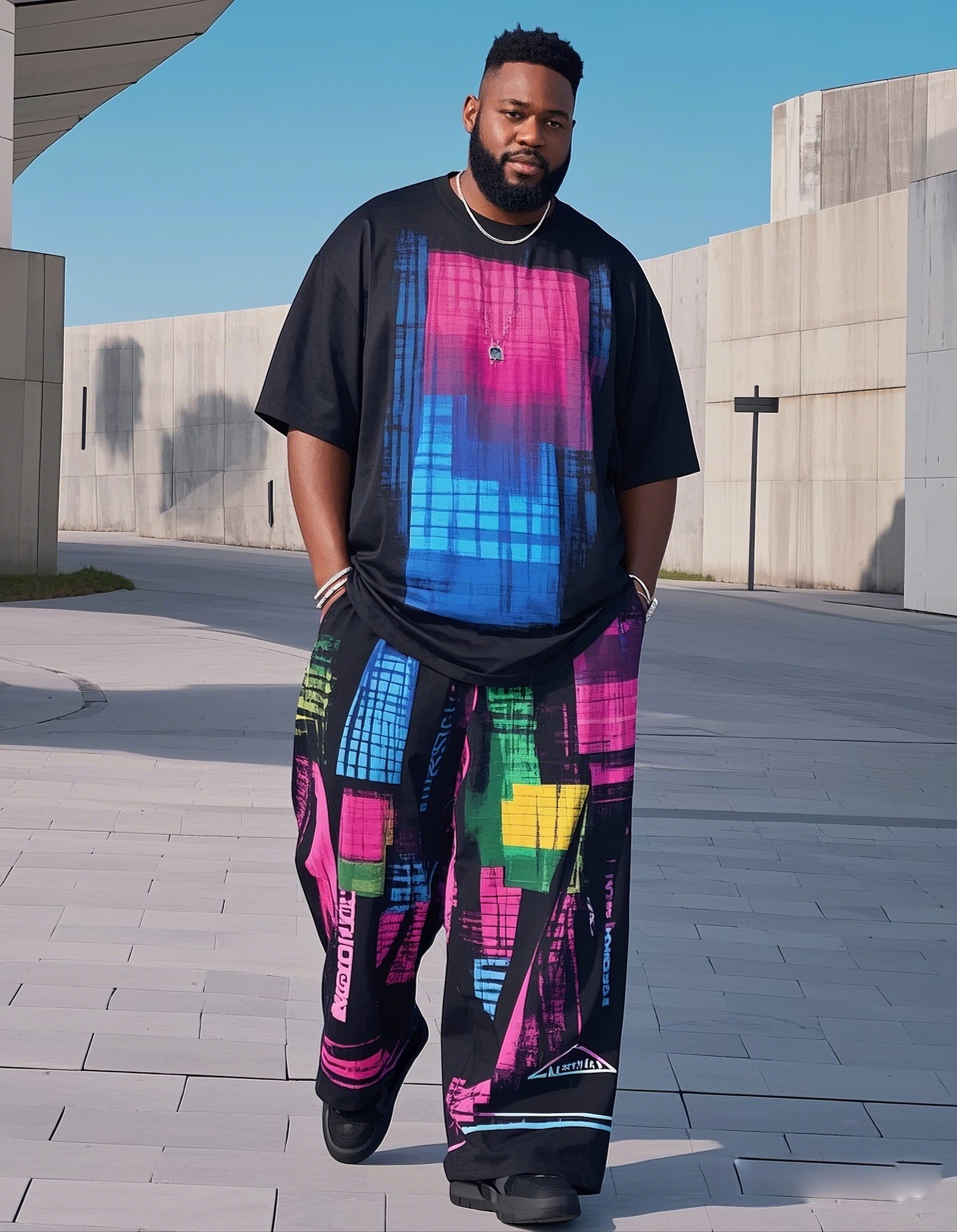 Big & Tall Graphic T-Shirt Pants Set for big men view 1