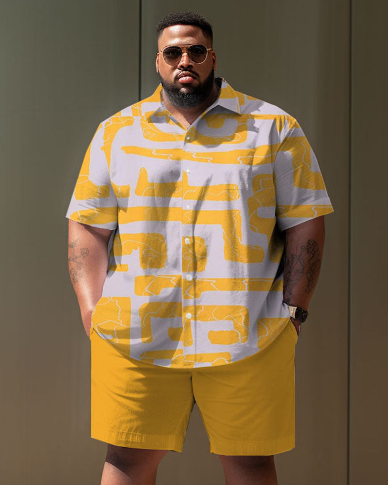 Big & Tall Geometric Graphic T-Shirt Shorts Set for big men view 1