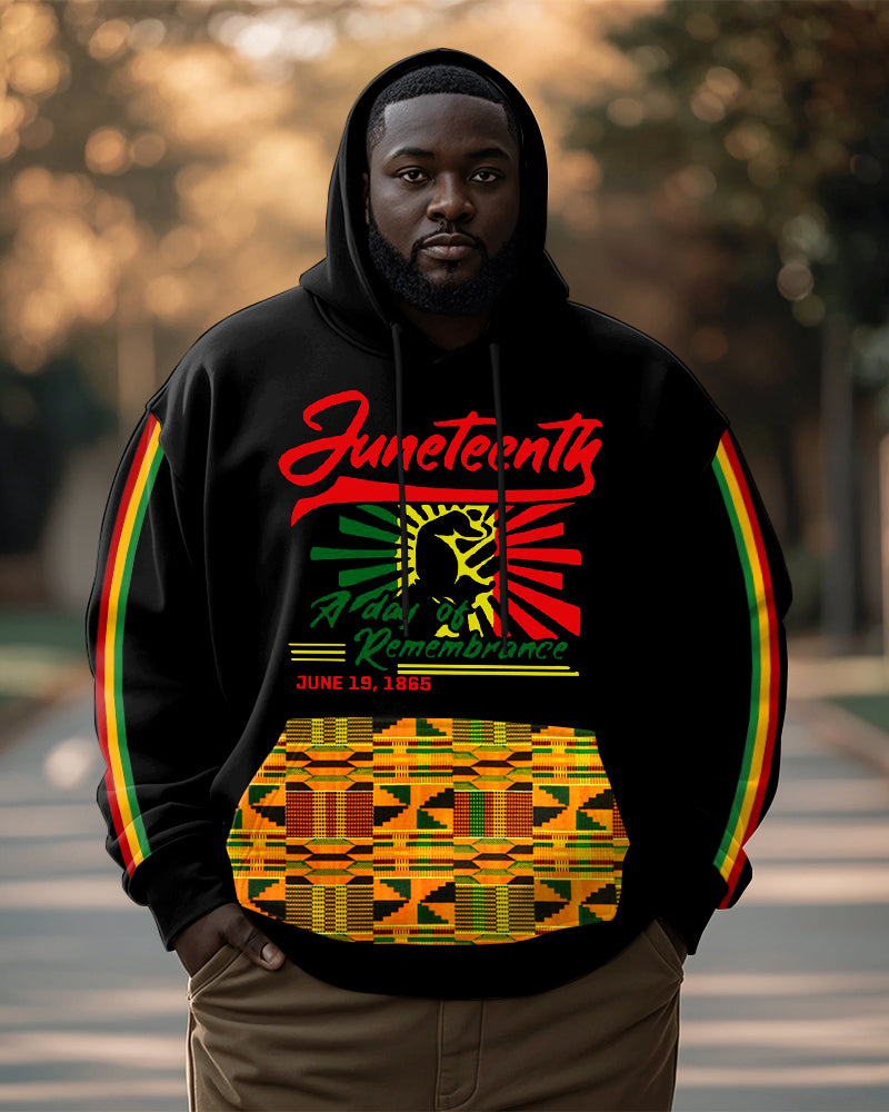 Big & Tall Juneteenth Colorblock Striped Hoodie for big men view 1
