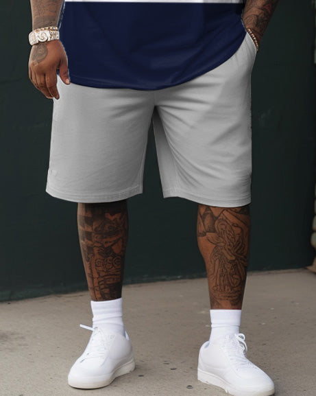Big & Tall Colorblock Streetwear T-Shirt Shorts Set for big men view 3