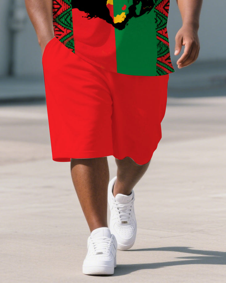 Big & Tall Juneteenth Polo Shorts Set for big men view 3